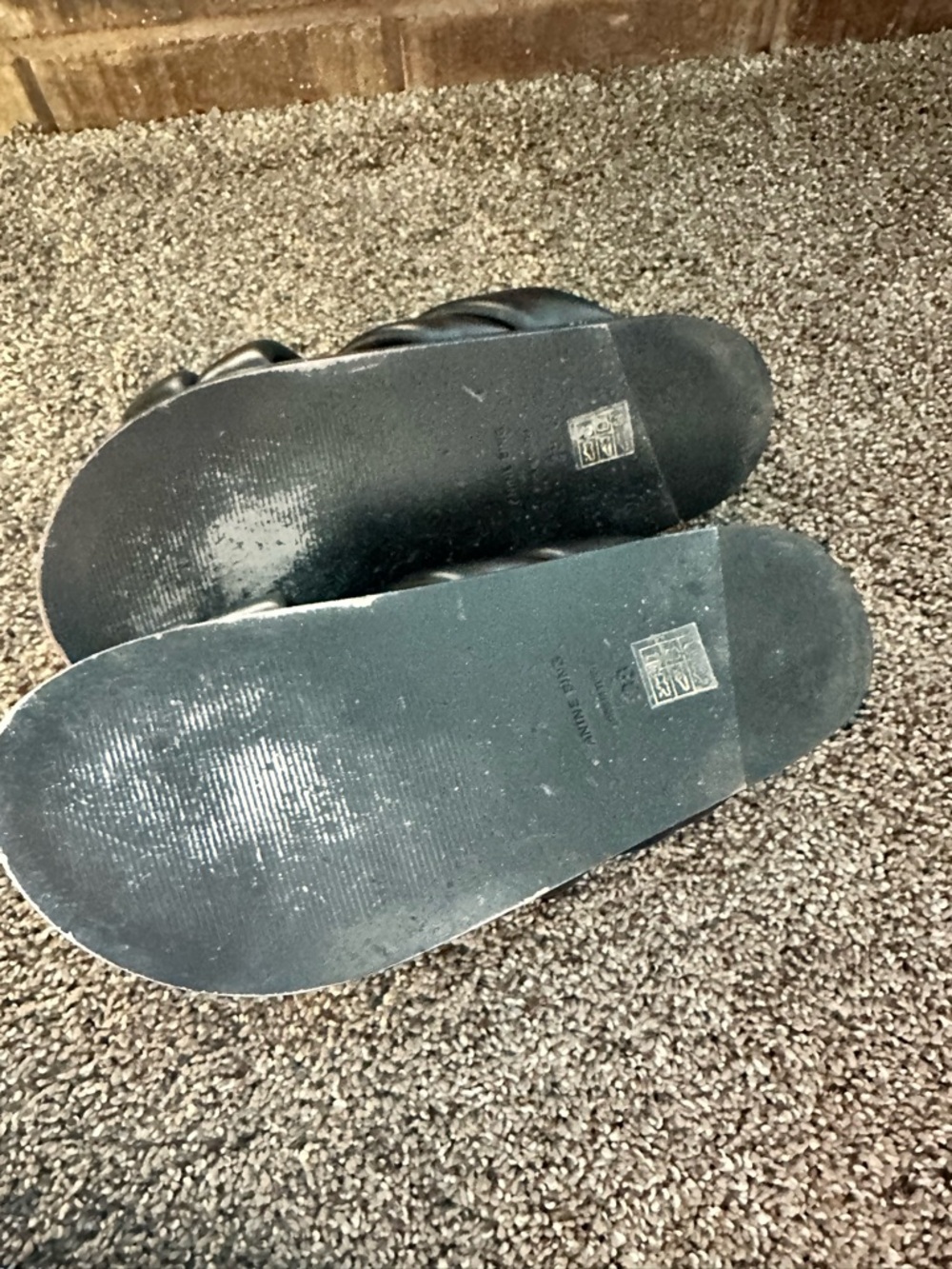 ANINE BING Black Leather Lizzie Slides Puffy Criss Cross Sandals EU 38 US 8 - Picture 8 of 9